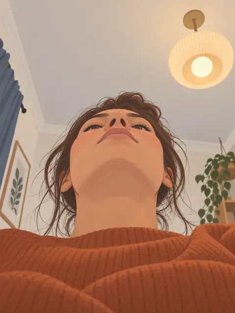 Illustration of bad framing: camera looking up from a lap
